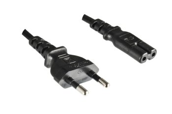 Power cable KOREA 2pin to C7, H05VVH2-F, 0.75mm², KOR 2pin/IEC 60320-C7, KTL, black, length 1.80m